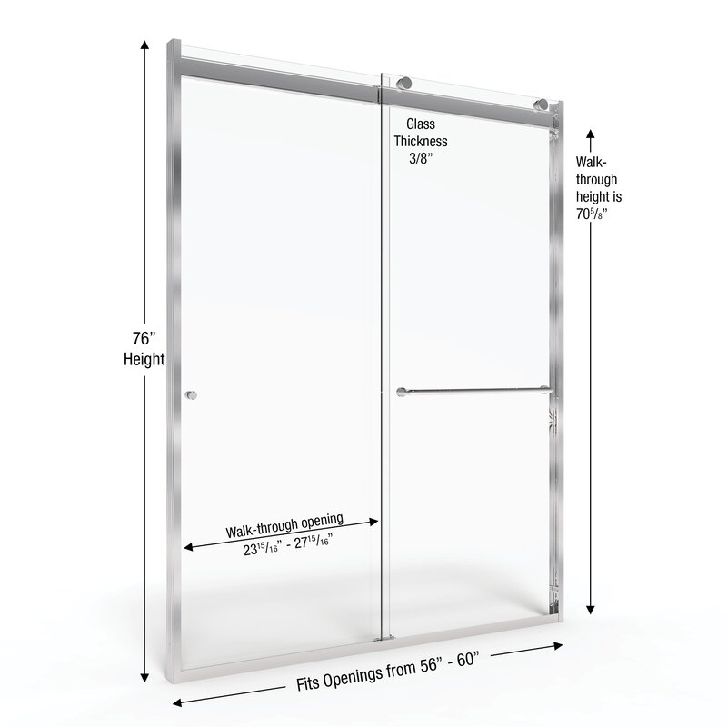 Basco Infinity 70 In H X 54 5 In To 58 5 In W Semi Frameless Bypass Sliding Brushed Nickel Shower Door Clear Glass In The Shower Doors Department At Lowes Com