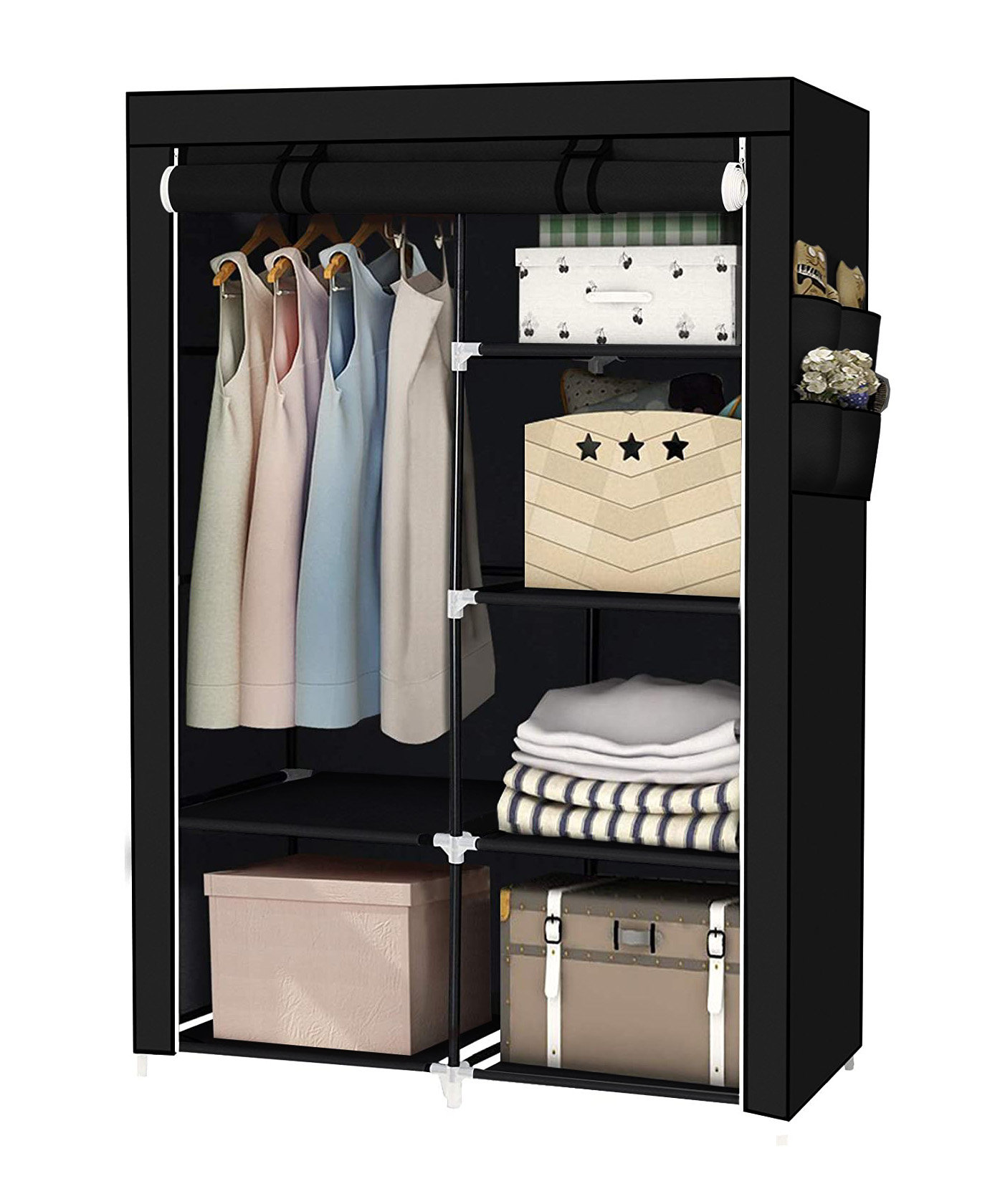67 Portable Clothes Closet Wardrobe Storage Organizer Extra Strong Durable Black