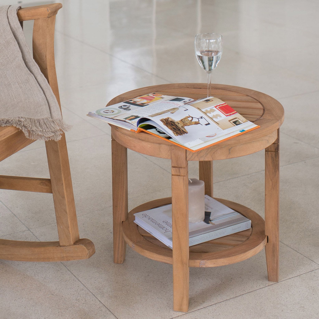 Bayou Breeze Sheffield Teak Round Side Table Reviews Wayfair Sheffield Teak Round Side Table