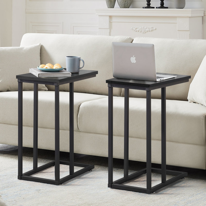 Auxter C Shaped End Table TV Tray Set Top Color/Base Color: Black Top/Black Base