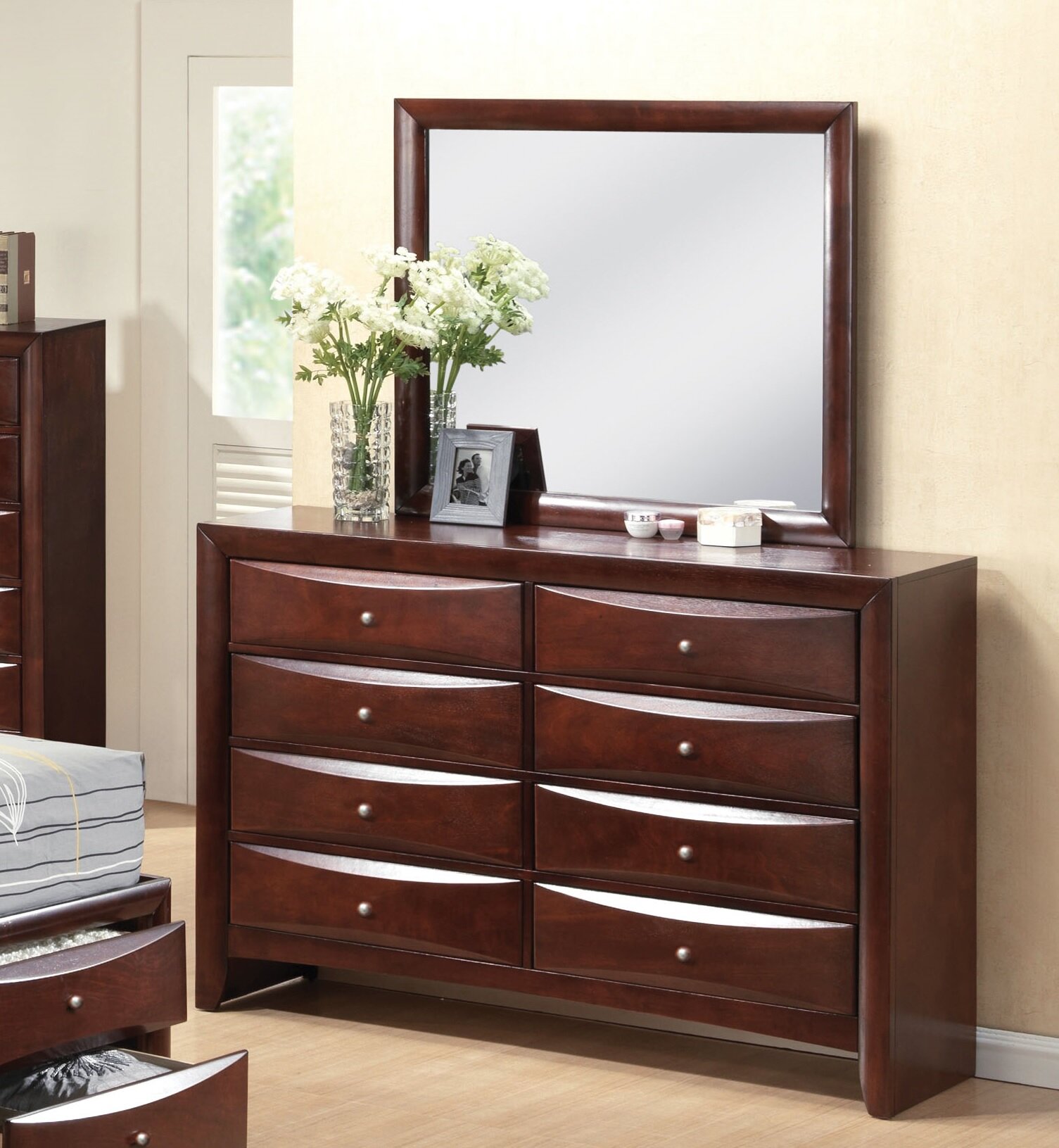 Red Barrel Studio Chew Stoke 8 Drawer Double Dresser With Mirror