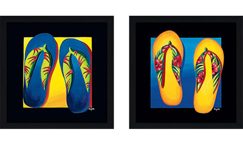 Ebern Designs Flip Flops Ii 2 Piece Framed Acrylic Painting