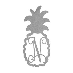 Unfinished Wood Pineapple Monogram Door Hanger Laser Cutout w/ Your Initial 