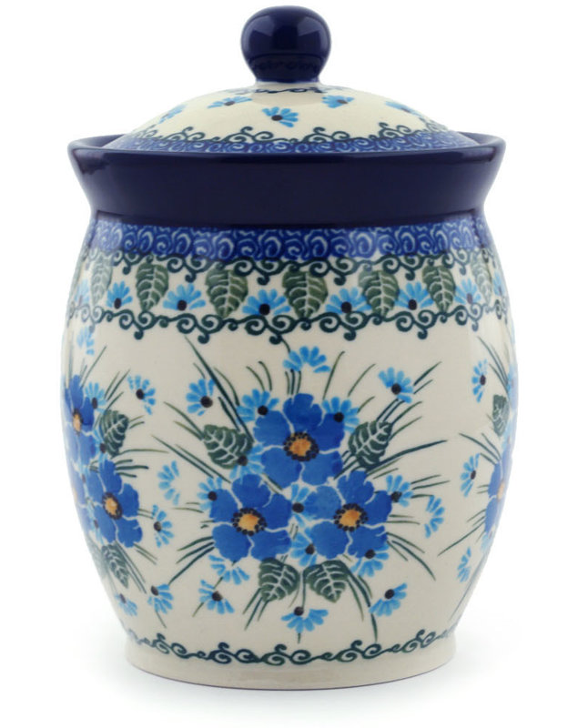 Polmedia Polish Pottery Forget Me Not With Lid Kitchen Canister