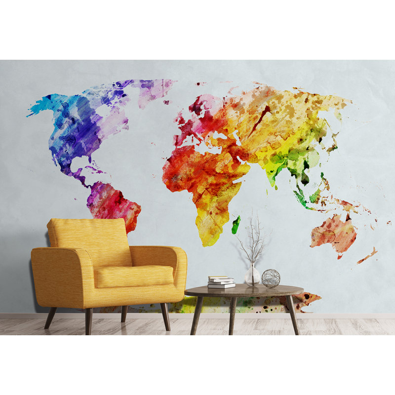 Brayden Studio Slayton World Map 9 83 L X 94 W Wall Mural