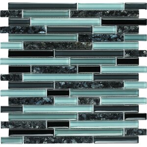 Spectrum Random Sized Stone Composite and Glass Mosaic Tile in Black and Blue