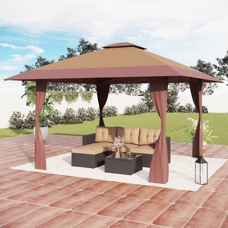 Party Ft of Shade Brown Event PHI VILLA 13 x 13 Straight Leg Pop-up Canopy Gazebo for Backyard 169 Sq