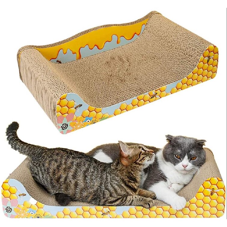 meleg otthon Cat scratchers Cat Scratching Board,Cat Scratcher Sofa，Durable Round Table Corrugated Cardboard for Gripping and Biting to Relaxing the Stress of Releasing Kittens yello