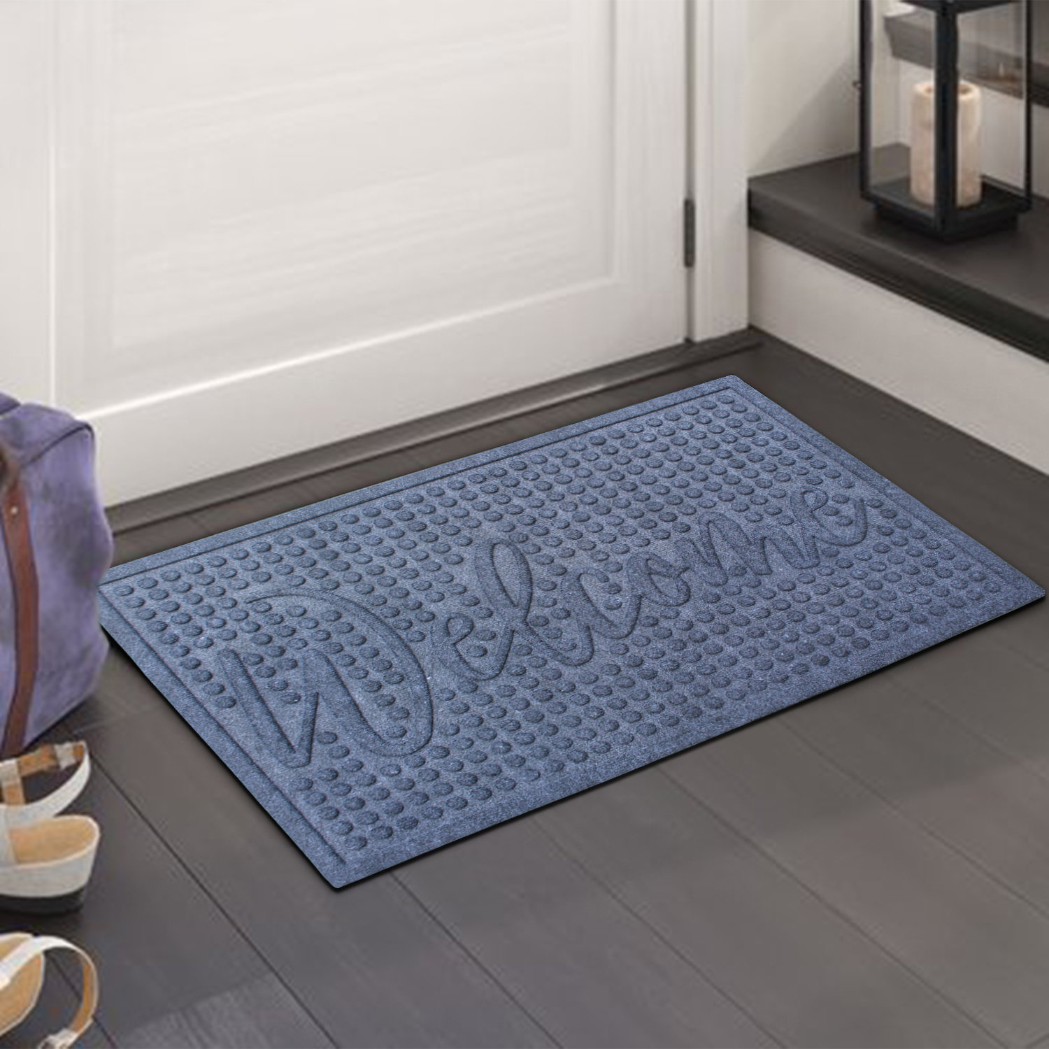 Home Furniture Diy Welcome Door Mat Recycled Rubber Back Tile