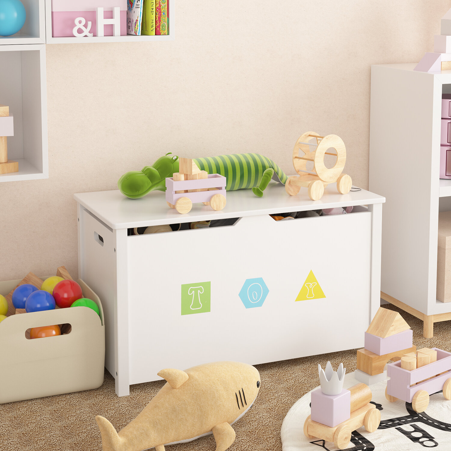 sturdy wooden toy box