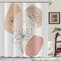 Abstract Beauty Black Girl Hair Butterflies Flowers Fabric Shower Curtain Liner 