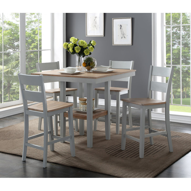 August Grove Liesel Counter 5 Piece Breakfast Nook Solid Wood Dining Set Reviews Wayfair