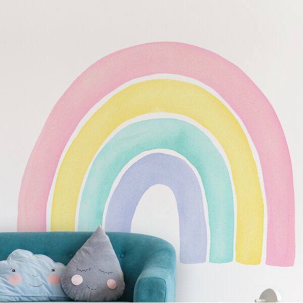 Blue Rainbow Wall Stickers 27.6 x 22.5 Inch Large Size Boho Rainbow Wall Stickerss for Girls Bedroom 