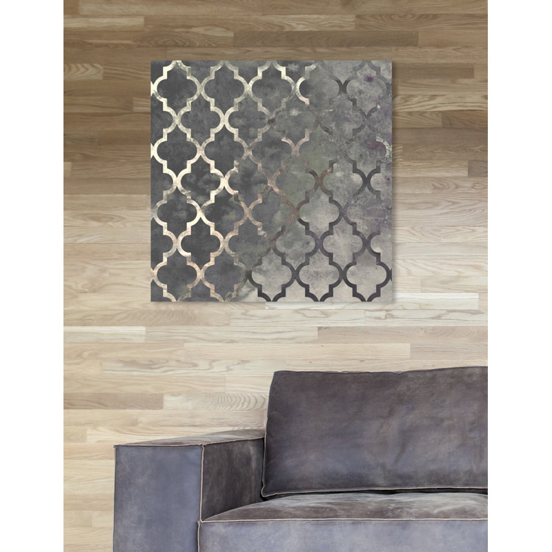 Oliver Gal Arabesque Silver Abstract Art Wrapped Canvas Print
