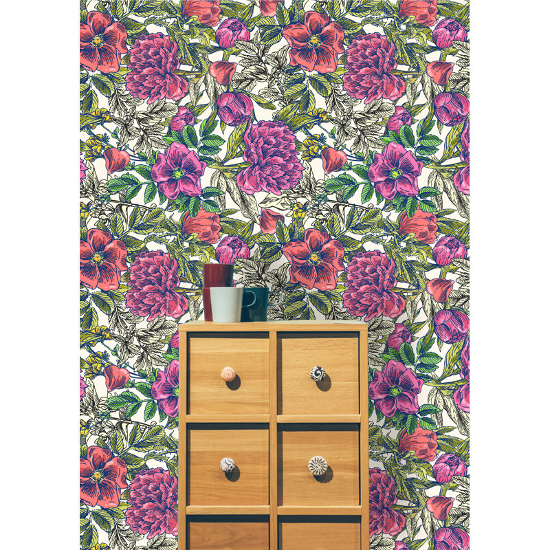 Bungalow Rose Kelloch Removable Retro Floral Mix 6 25 L X 25 W