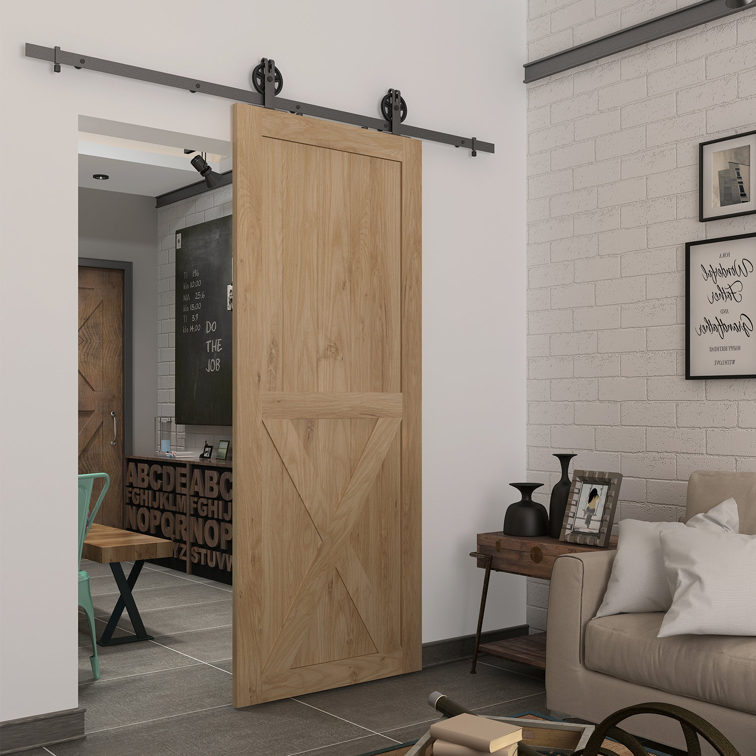 Colonial Elegance Paneled Wood Unfinished Half Cross Barn Door