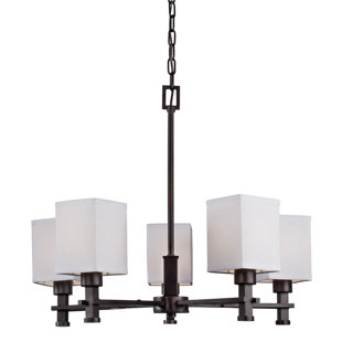Go to store & view more images Bullington 5-Light Shaded Chandelier by Latitude Run
