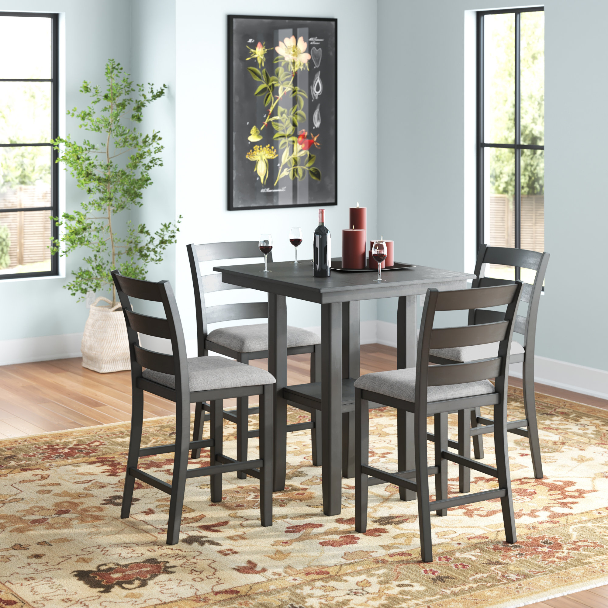 tall table with four chairs