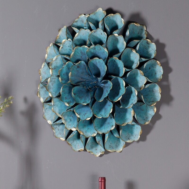 Blue Wall Decoration - Flower Metal Wall Décor