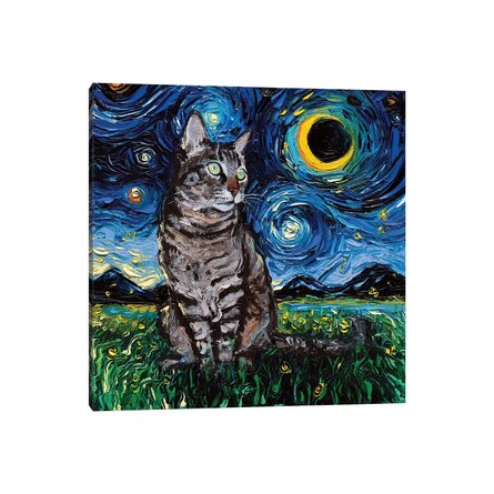 Latitude Run Tiger Cat Night by Aja Trier - Wapped Canvas Painting ...