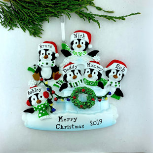 Personnalisé noël tree décoration ornement pelle de famille de 6