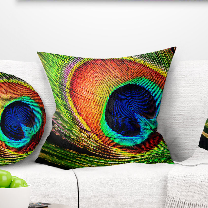 East Urban Home Photography Peacock Feather Pillow Wayfair