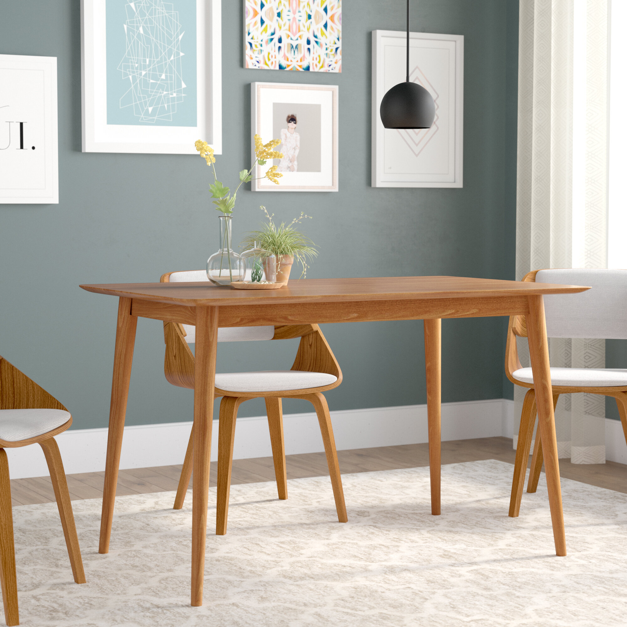 Brayden Studio Goodyear Mid Century Modern Solid Wood Dining Table Reviews Wayfair Co Uk