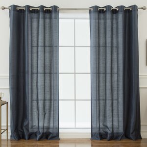 Sikhari Solid Semi-Sheer Grommet Curtain Panels (Set of 2)