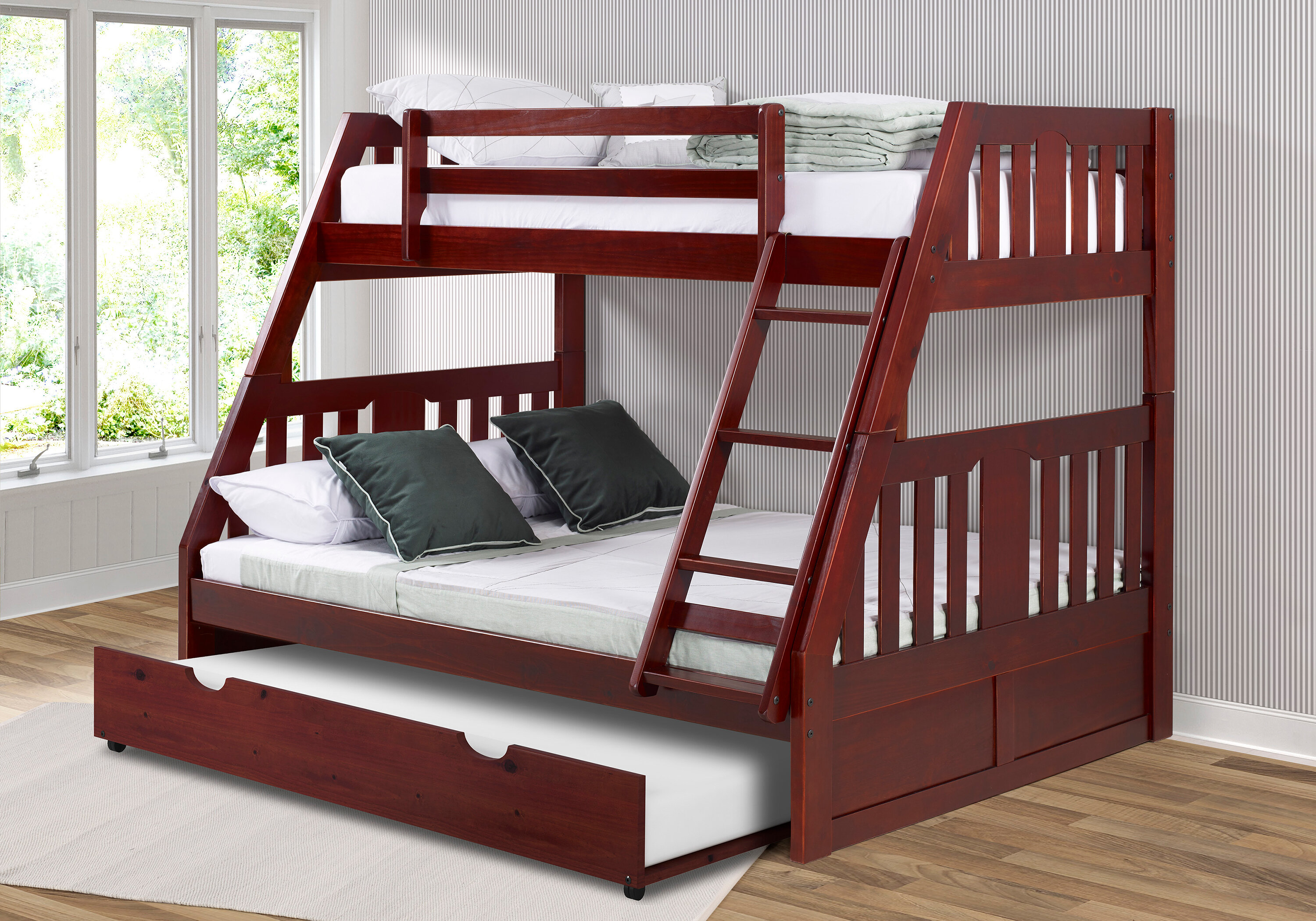 Harriet Bee Dubbo Twin Over Full Solid Wood Standard Bunk Bed with ...