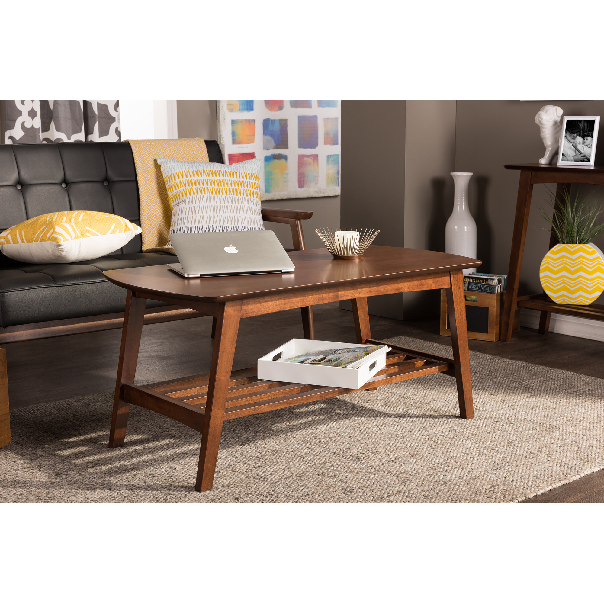 walnut brown wood brewston coffee table