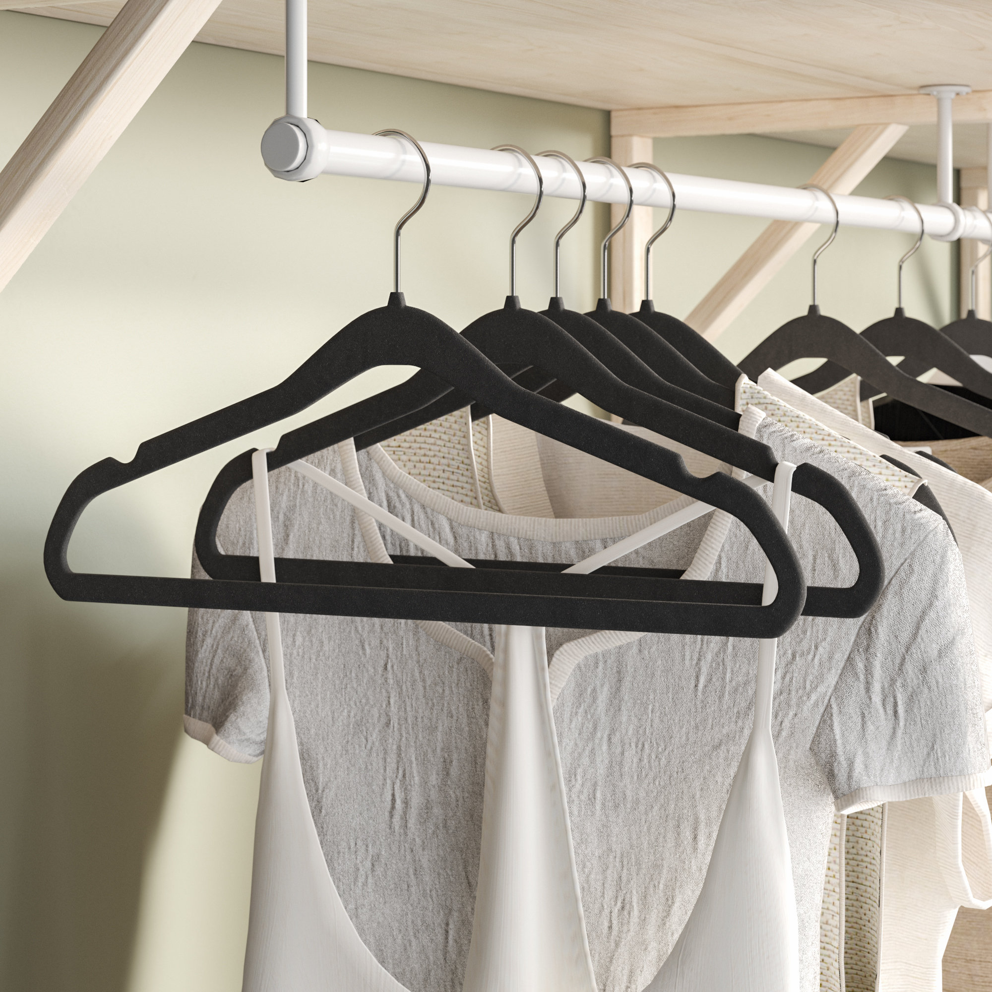 Coat Hangers Set of 200 Non-Slip Velvet Storage Holder Hanging Clothes Rack Red