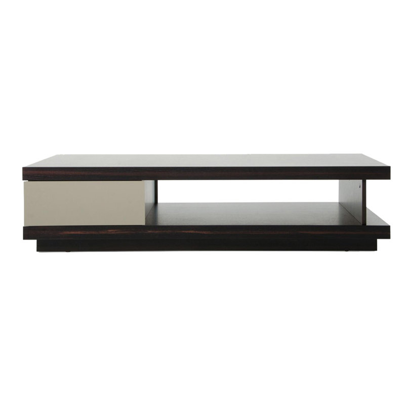 Benjara Wooden Coffee Table With Open Shelf And Storage Drawer Brown And White Wayfair