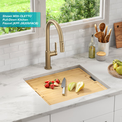 kraus kore™ 21" l undermount workstation 16 gauge stainless steel single bowl kitchen sink with accessories