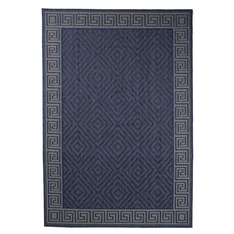 Mercer41 Lima Geometric Midnight Blue Indoor Outdoor Area Rug Wayfair