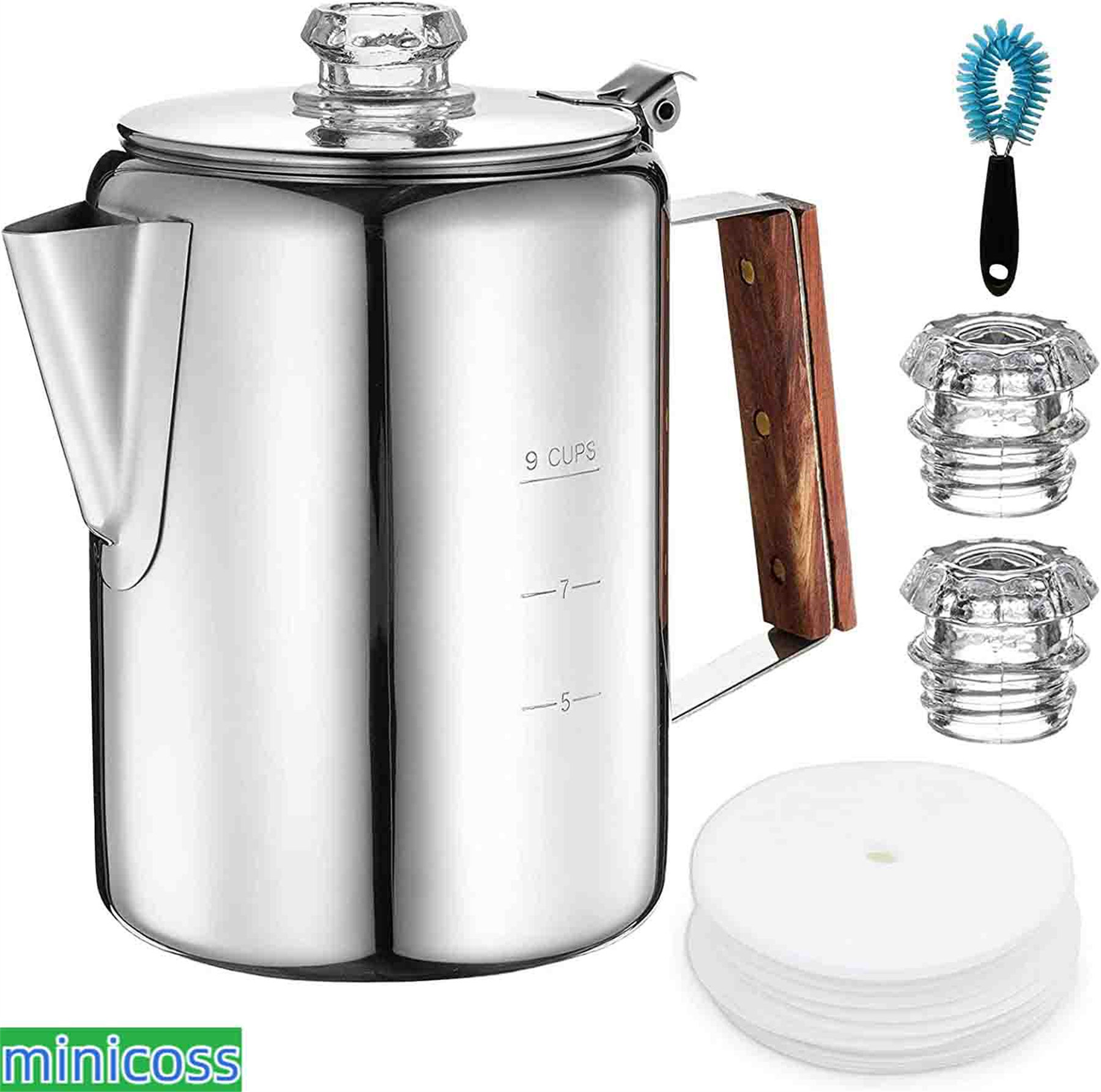 MINICOSS Camping Percolator Coffee Pot 9 Cups Espresso Coffee Pot For