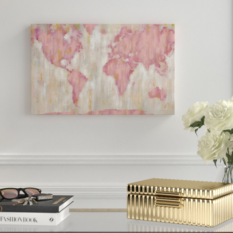 House Of Hampton Blushing World Map V2 Crop Acrylic Painting