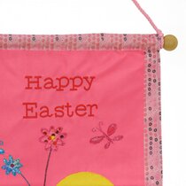 Easter Banners 14" x 12" canvas with dowel and satin ribbon Bunny painted 
