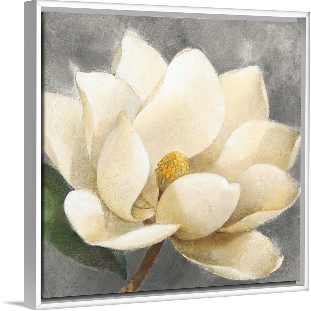 Red Barrel Studio® Magnolias Blossom On Gray - Painting on Canvas | Wayfair