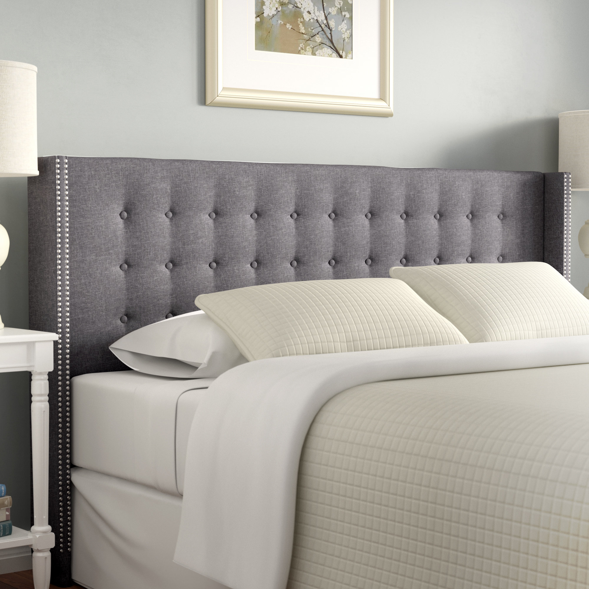 Darby Home Co Greenleaf King Upholstered Wingback Headboard Darby Home Co Greenleaf King Upholstered Wingback Headboard Reviews Wayfair