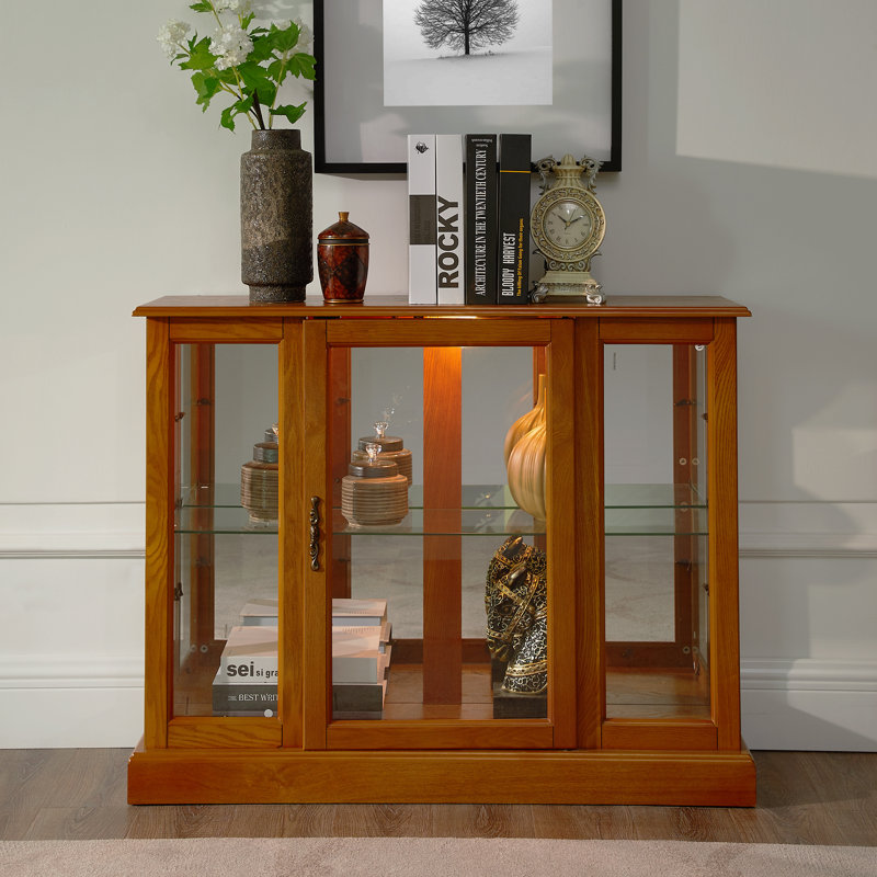 Canora Grey Franklyn Lighted Console Curio Cabinet Reviews Wayfair Franklyn Lighted Console Curio Cabinet