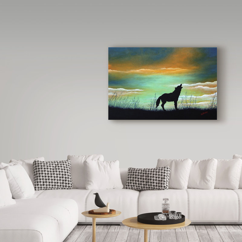 Millwood Pines Lone Wolf Silhouette Acrylic Painting Print On