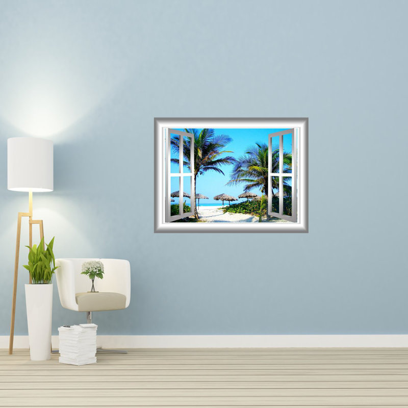 Bay Isle Home Tropical Palapa Scene 3d Window Frame Peel And Stick Removable Wall Decal Reviews Wayfair