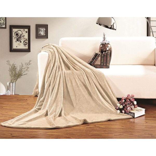 Bourina Flannel Blanket Throw Lightweight Cozy Plush Microfiber Solid Fleece Blanket,Throw 50x60 Beige 