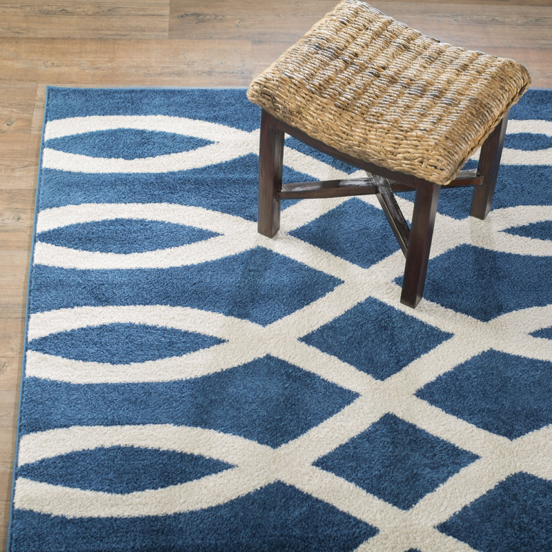 Andover Mills Chrisman Geometric Navy Blue White Area Rug Reviews Wayfair