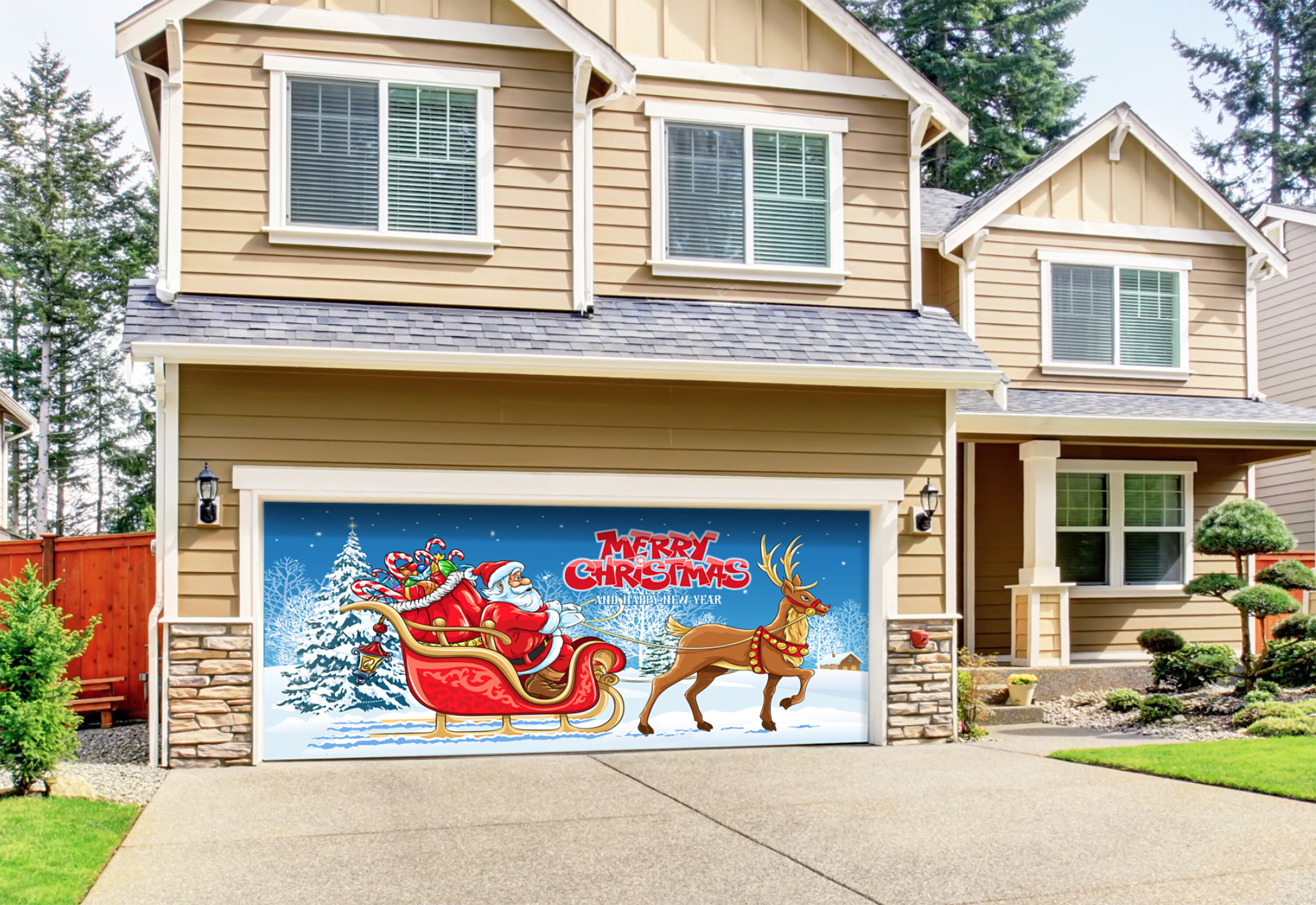 The Holiday Aisle® Santa's Sleigh Door Mural & Reviews | Wayfair