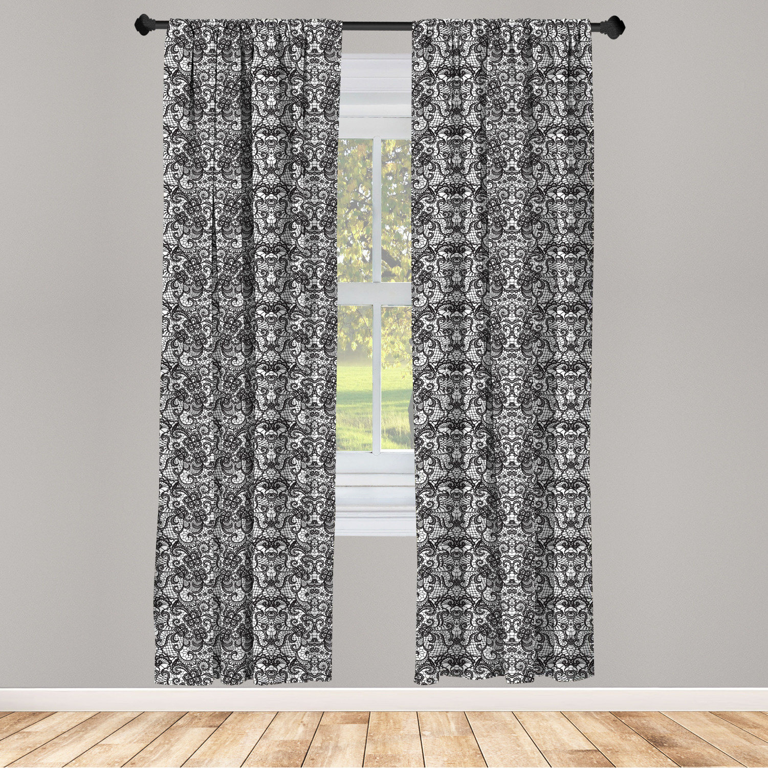 East Urban Home Ambesonne Gothic Curtains Classical Bridal Composition Vintage Spring Motifs Victorian Wedding Inspirations Window Treatments 2 Panel Set For Living Room Bedroom Decor 56 X 84 Black White Wayfair