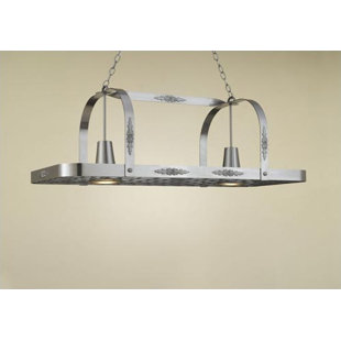 Lighted Hanging Pot Racks You Ll Love Wayfair Monterey Rectangular Hanging Pot Rack With 2 Lights