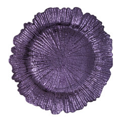 Dark Purple Plastic Reef Charger Plates Glossy Finish Thick and Reusable Set of 6 