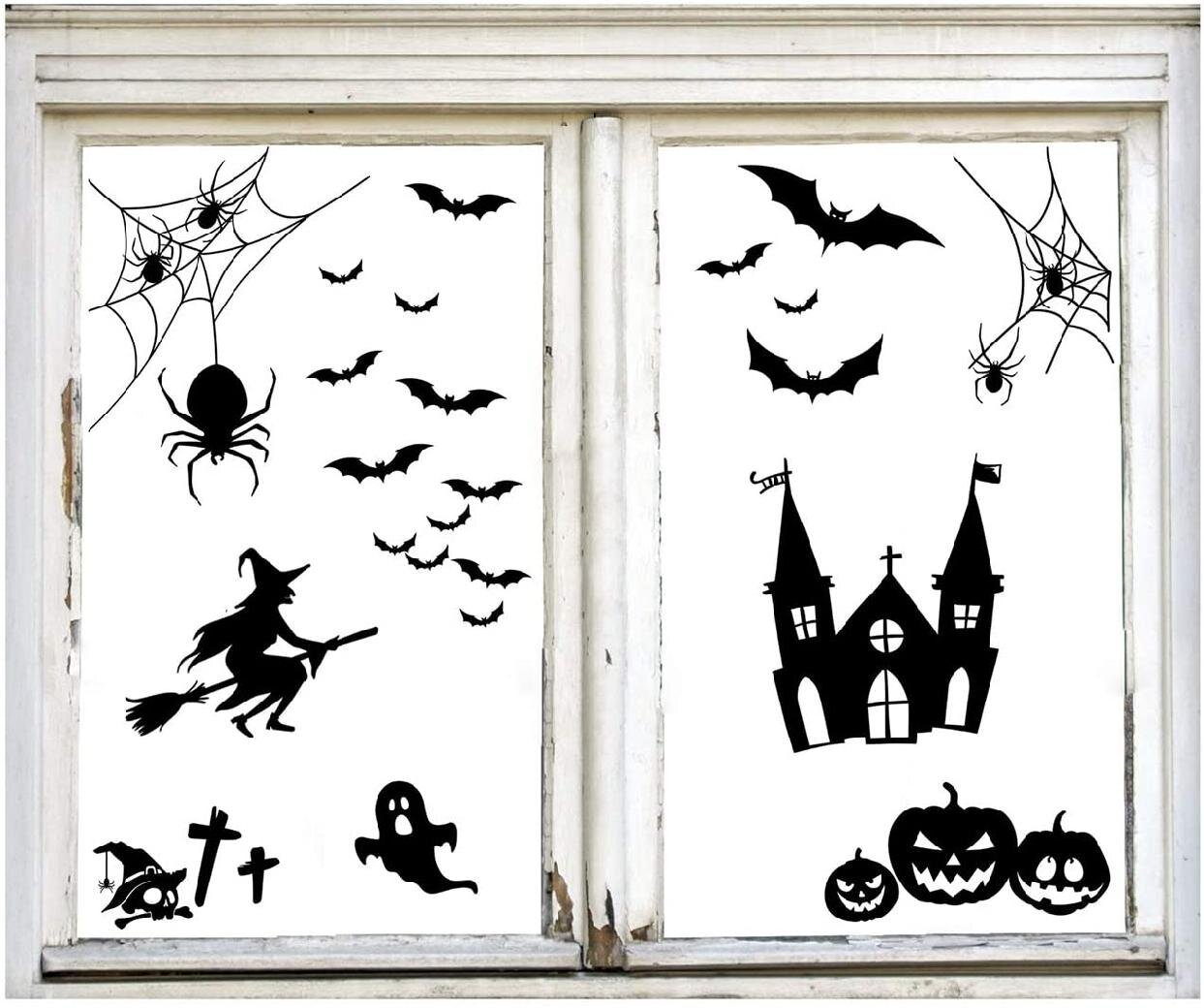 Halloween Witch Pumpkin Bat Scary Window Wall Sticker Decor Vinyl Decal Stickers 
