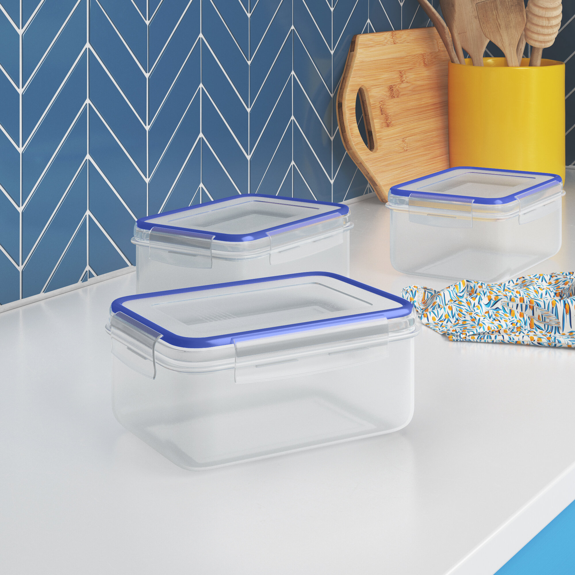 Kitchen Airtight 3 Section Plastic Food Storage Container Ideal Lunch Box Clear